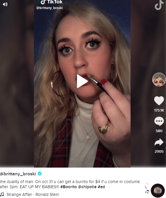 This is an example of chipotle tiktok ads