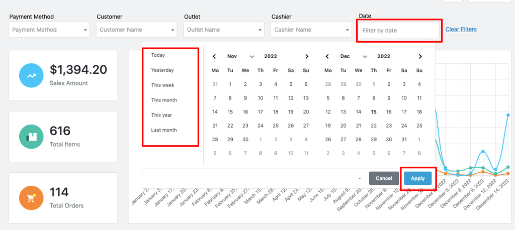 wePOS date filtering option