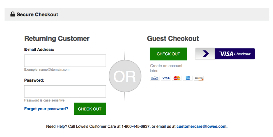 Enable guest check out for quick transaction