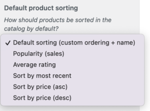 Product sorting options