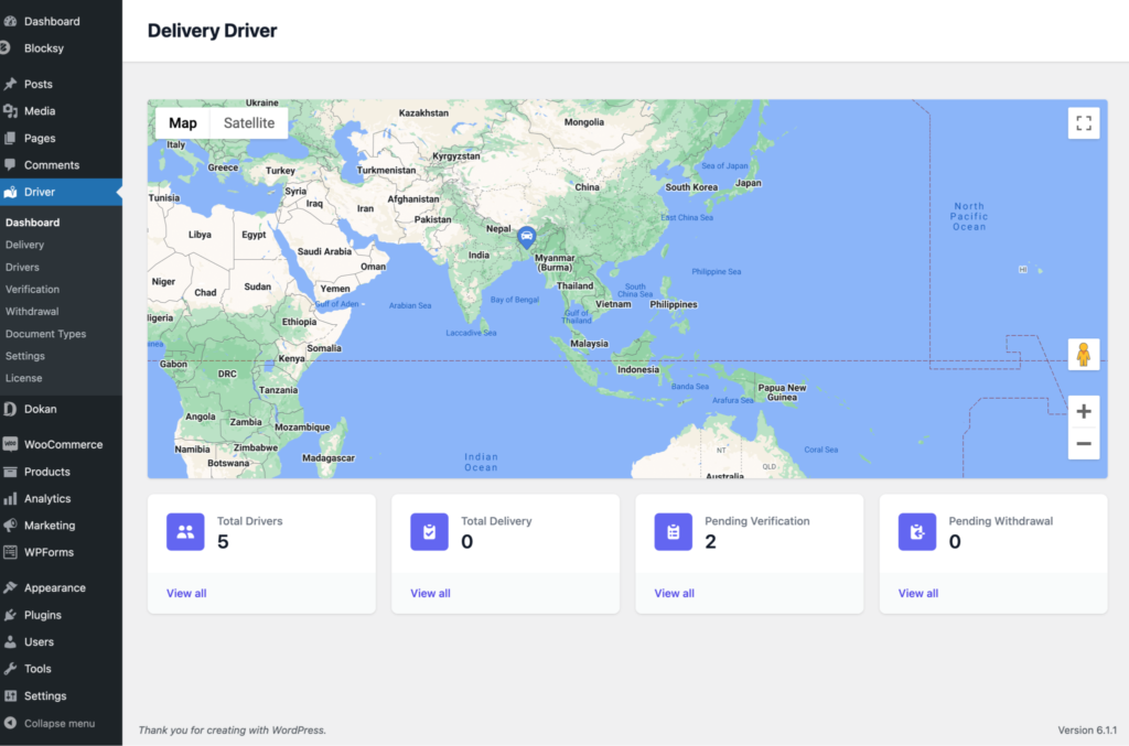 A Screenshot of Dokan Delivery Driver App Dashboard