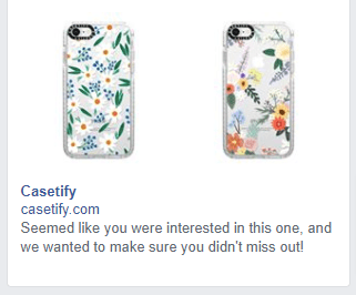 This is an example of a remarketing campaign from Casetify. 