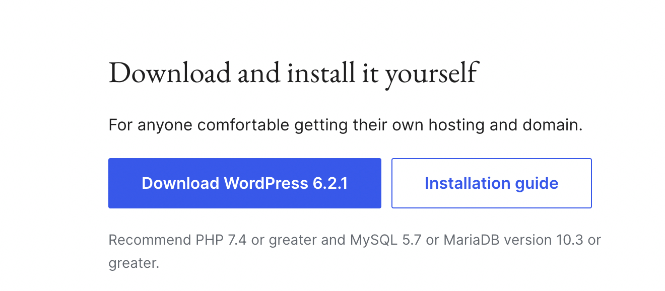 A screenshot showing WordPress.org page from where anyone can download latest WordPress version for free