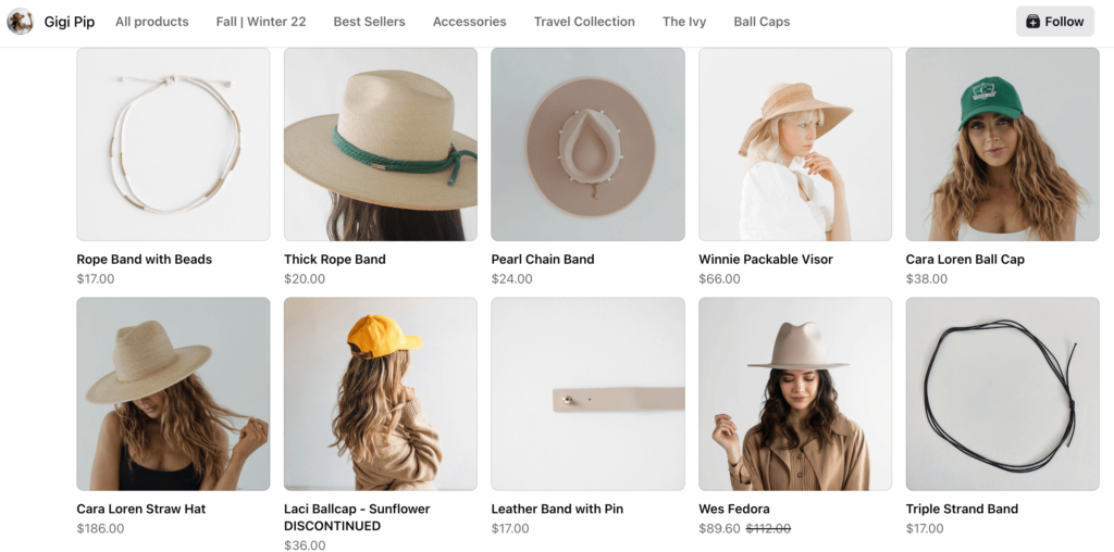 gigi pip facebook shop to showcase your clothes