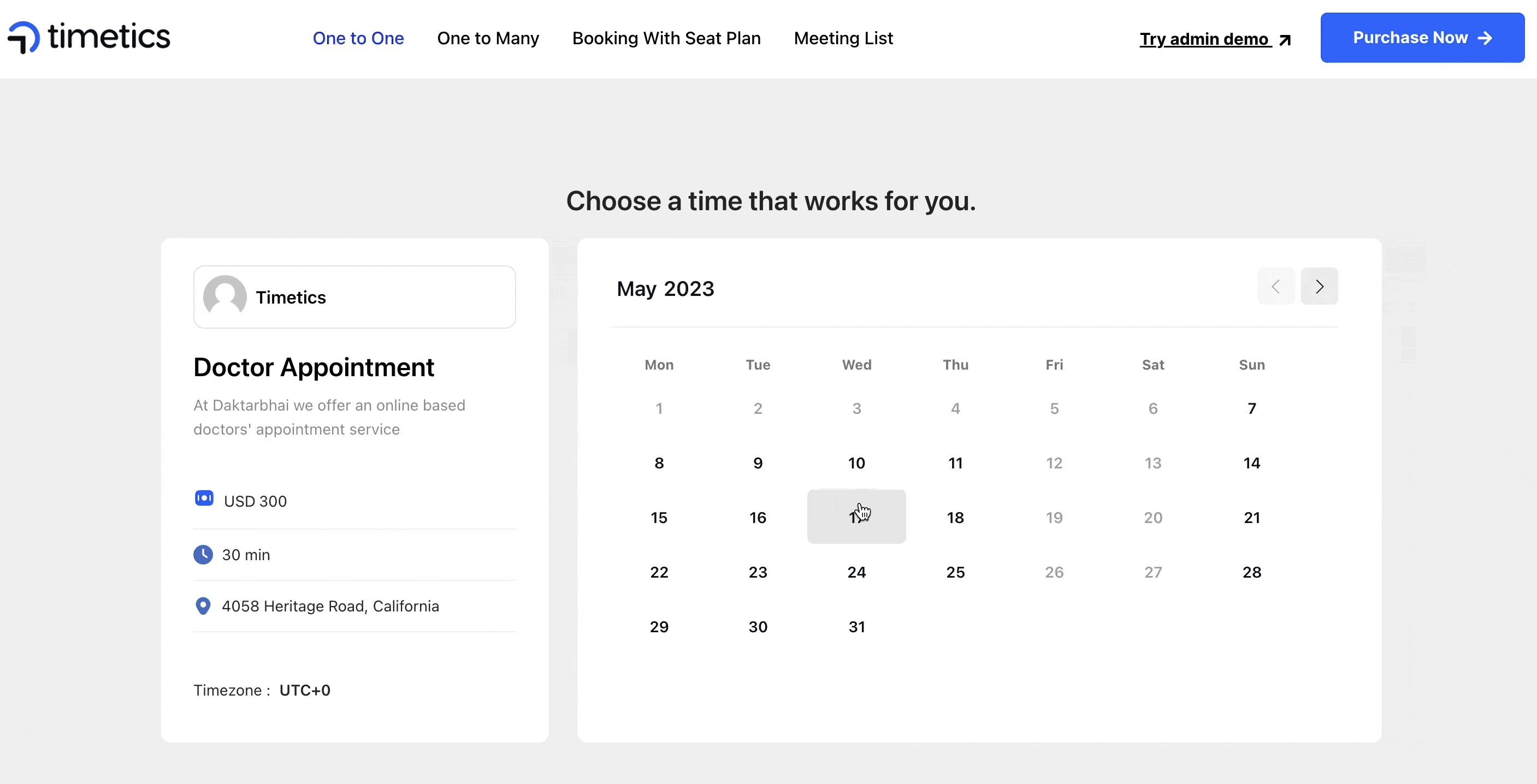 This gif show you the process of one-to-one meeting inside timetics