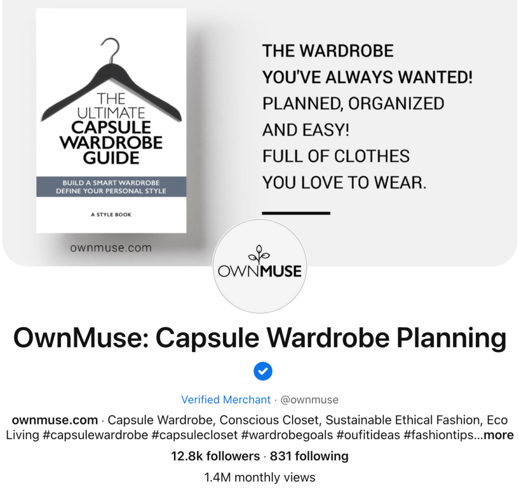 ownmuse pinterest profile to promote its brand