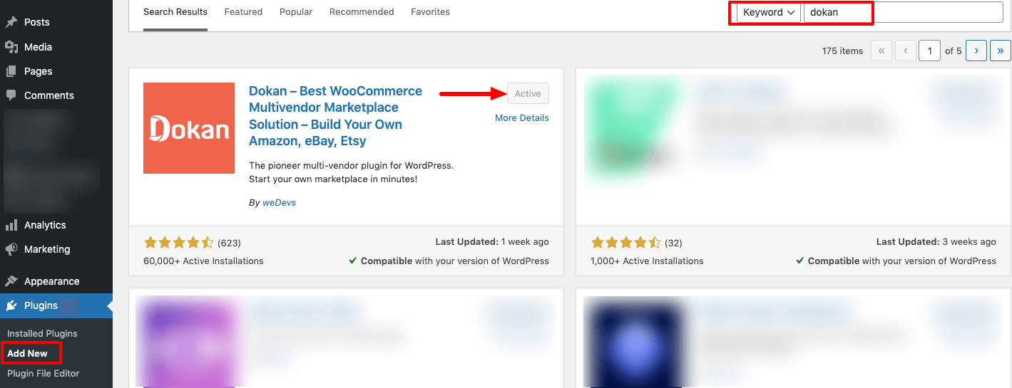 This is a screenshot of installing dokan