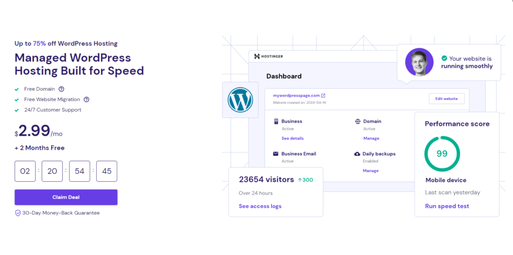 hostinger WordPress hosting homepage- screenshot