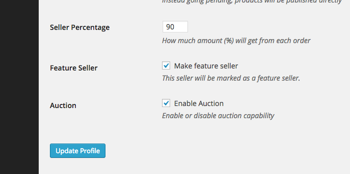 A screenshot of Activate deactivate Auction feature Individually