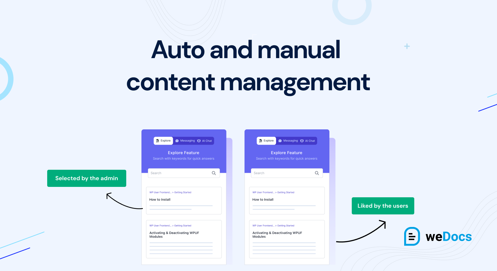 Auto and manual content selection feature of Documentation plugin for WordPress
