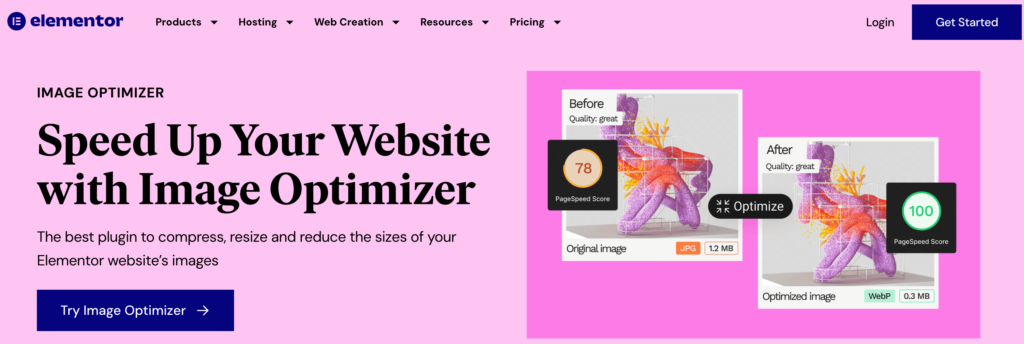 An illustration of Image Optimizer by Elementor