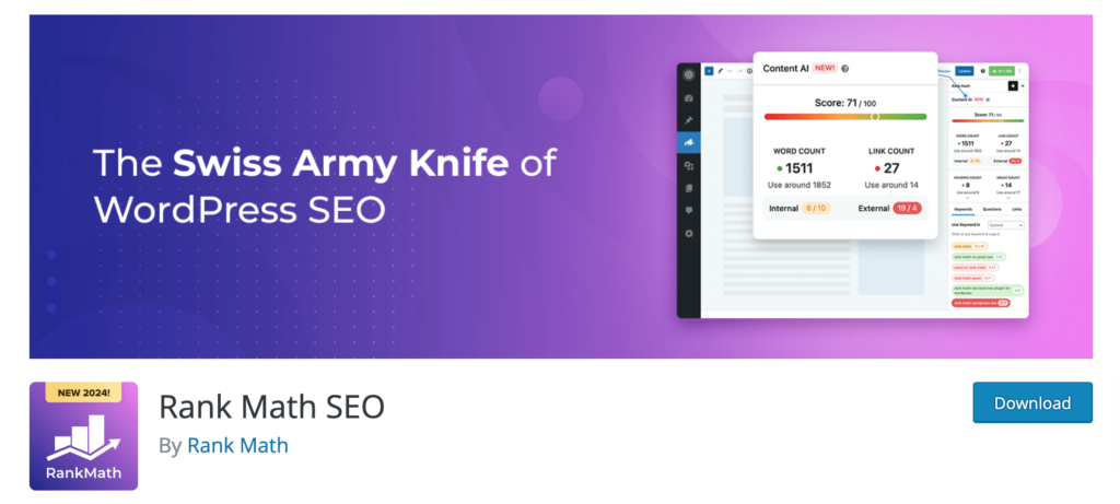 This is the screenshot of the Rank Math SEO plugin