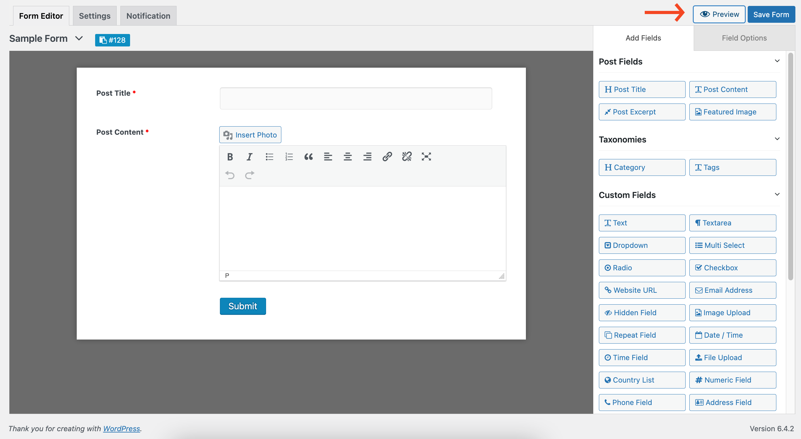 How to preview post form