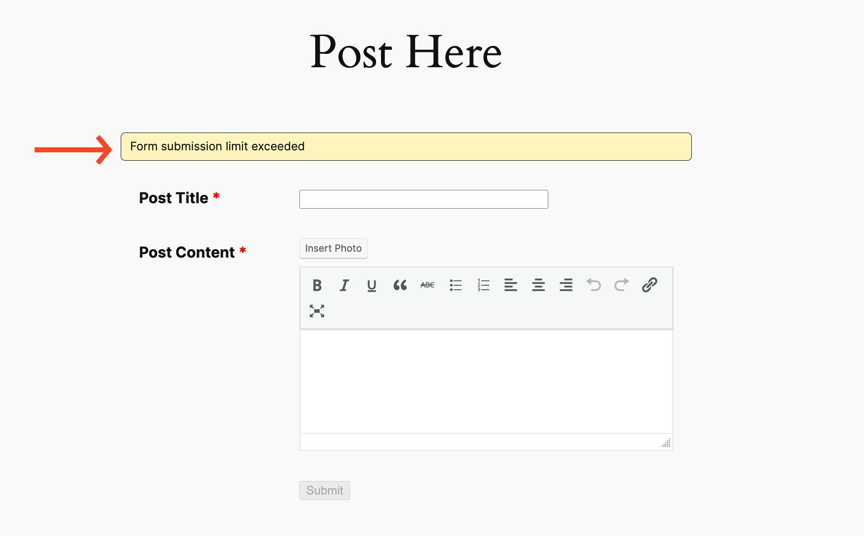 How to limit post form entries