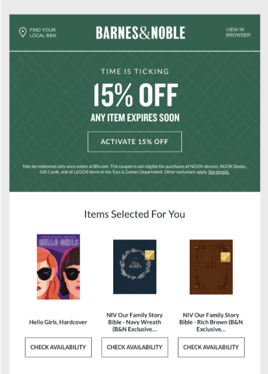 This is a screenshot of time sensitive offer