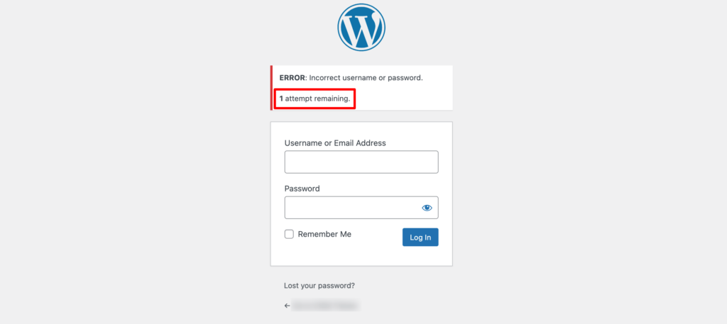 This is a screenshot of the WordPress login page 