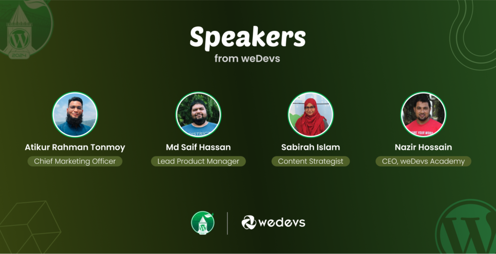 This is a screenshot of the Wordcamp Sylhet 2024 Speakers from weDevs