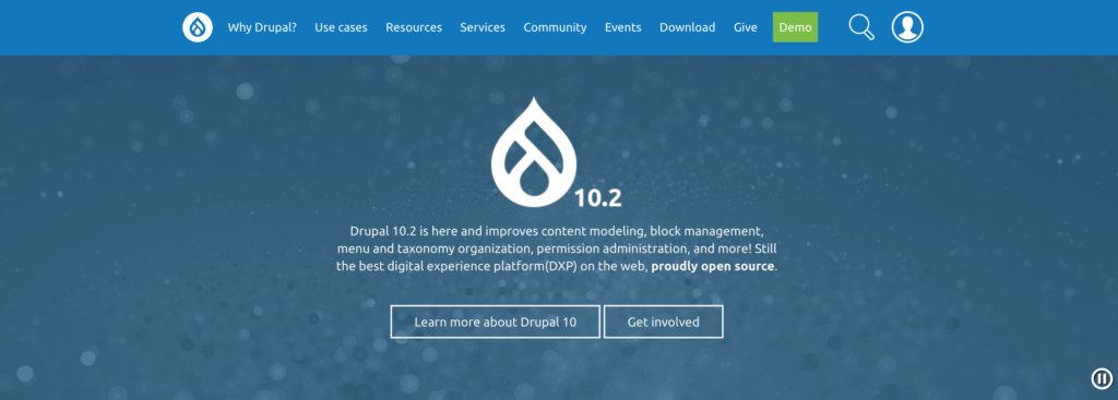 This is the homepage of the Drupal website