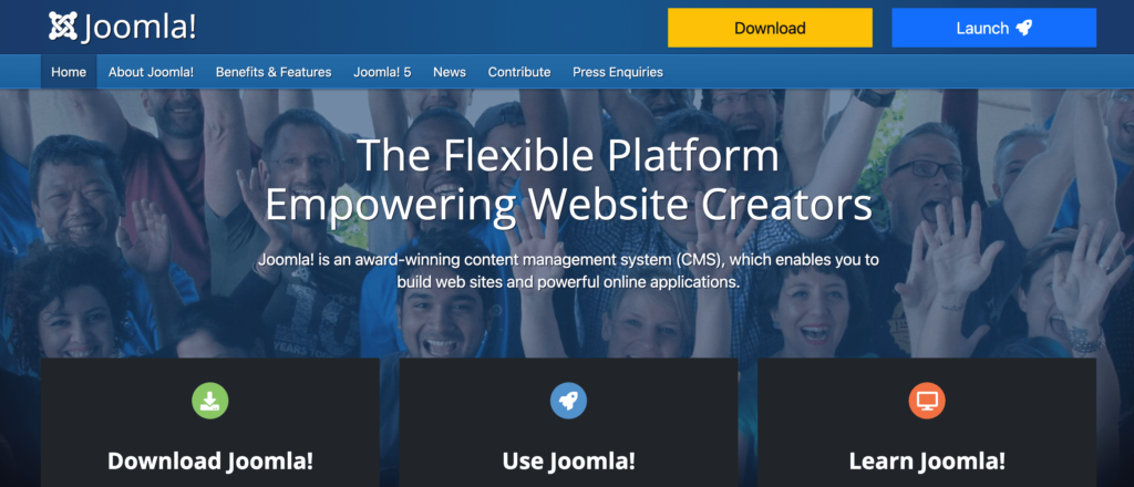 Joomla CMS website home page overview- best CMS platforms