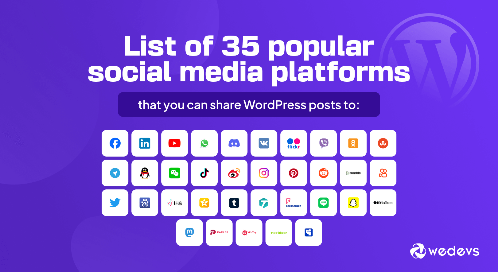 List of 35 popular social media platforms that you can share WordPress posts to