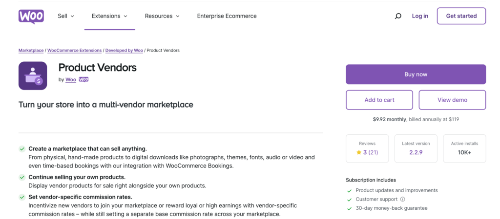 This image shows the product vendors plugin of WooCommerce