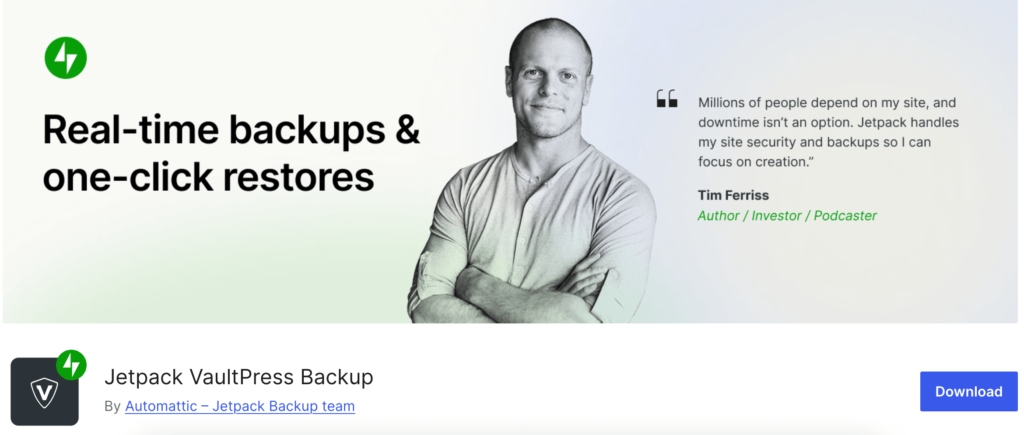 This is a screenshot of Jetpack Backup WordPress Backup Plugin