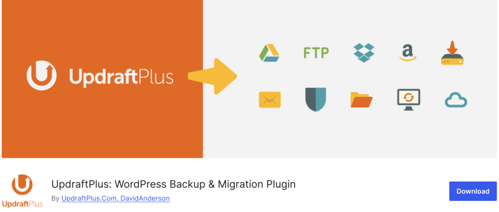 This is a screenshot of Updraftplus WordPress Backup Plugin