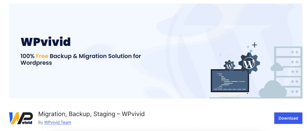 This is a screenshot of WP Vivid WordPress Backup Plugin