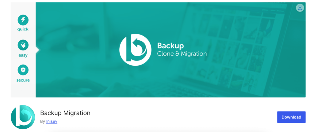 This is a screenshot of backup migration WordPress Backup Plugin