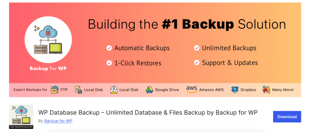 This is a screenshot of database backup WordPress Backup Plugin