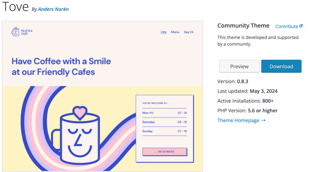 tove block themes for full site editing