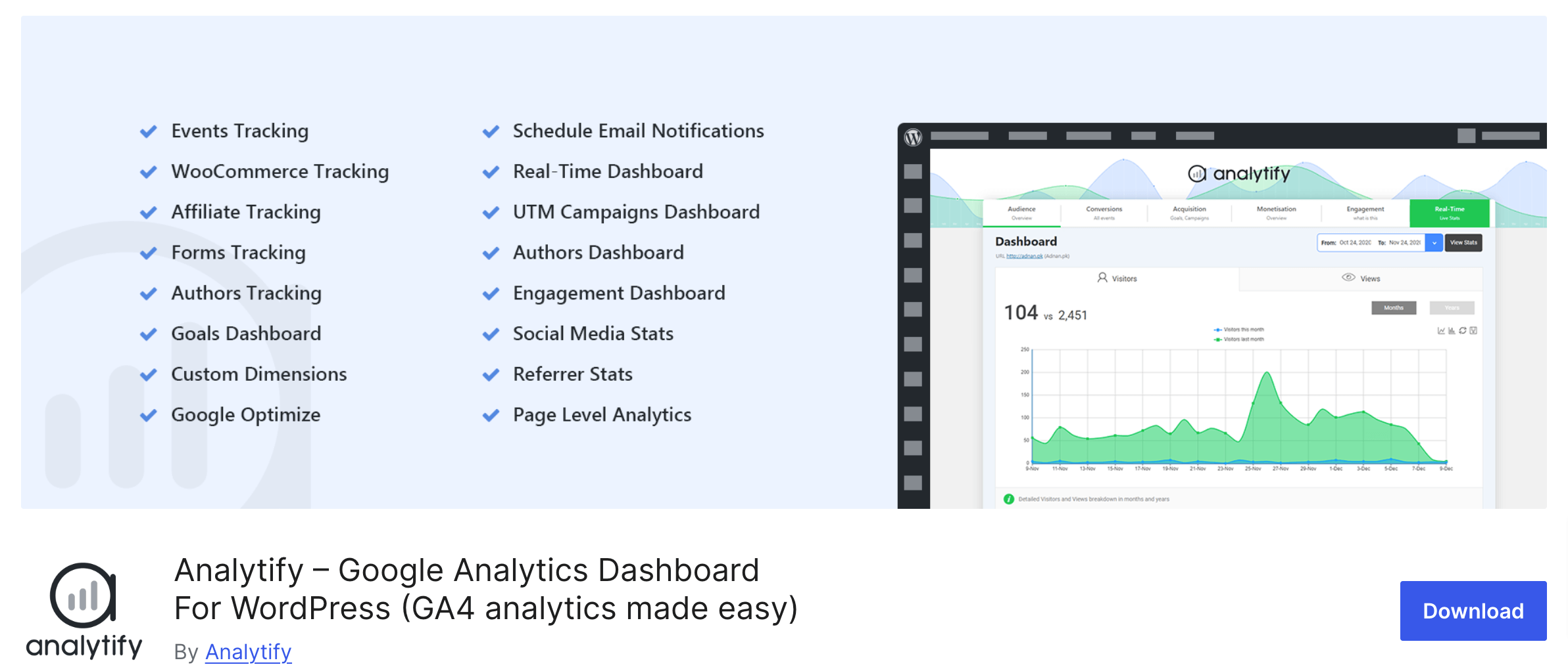 This is a screenshot of the Analytify plugin