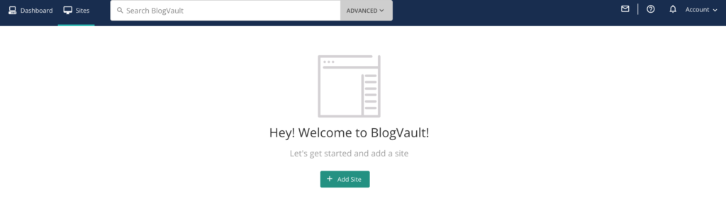 This is the BlogVault dashboard 