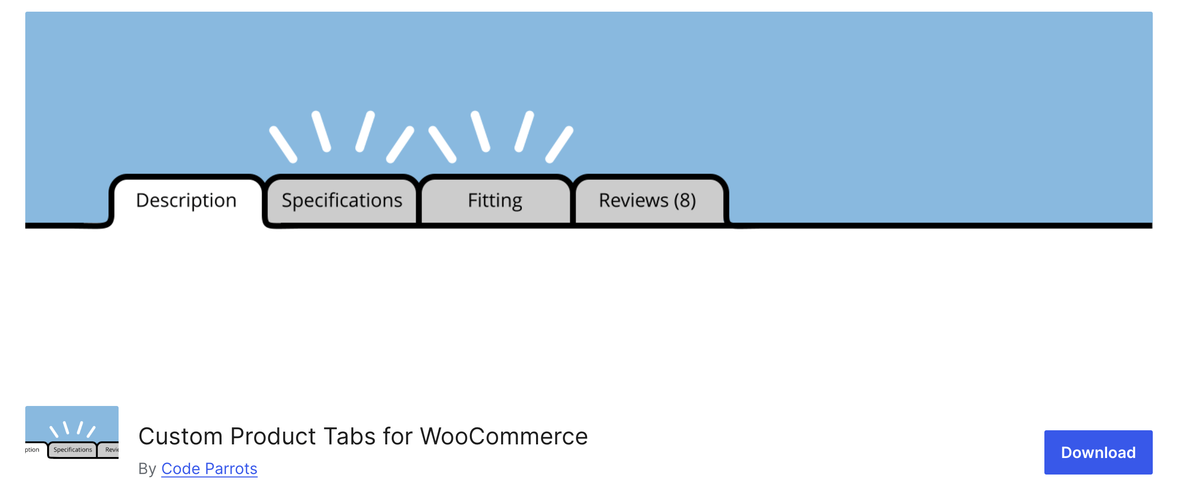 This is a screenshot of the Custom Product Tabs plugin