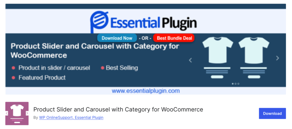This is a screenshot of the Product Slider plugin