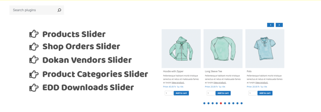 This is a screenshot of the WooCommerce Products Slider plugin