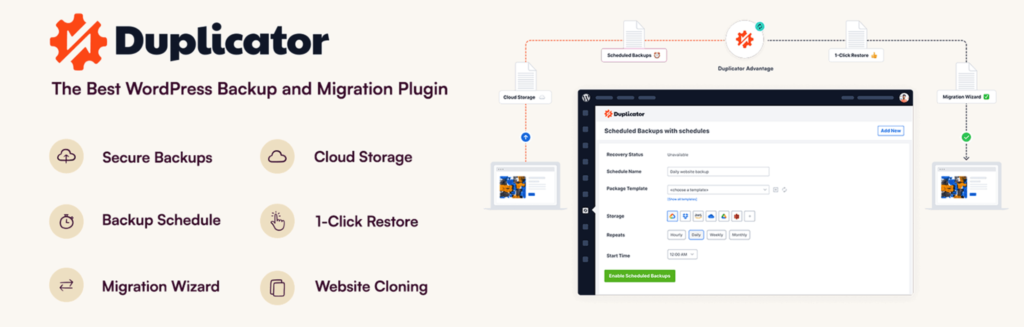 A screenshot of duplicator- best WordPress database plugins
