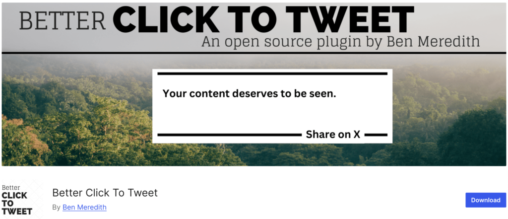 This is a screenshot of the Better Click to Tweet plugin