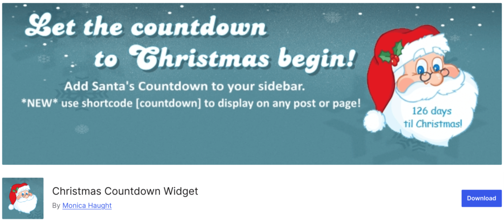 This is a screenshot of the Cristmas Countdown Widget plugin