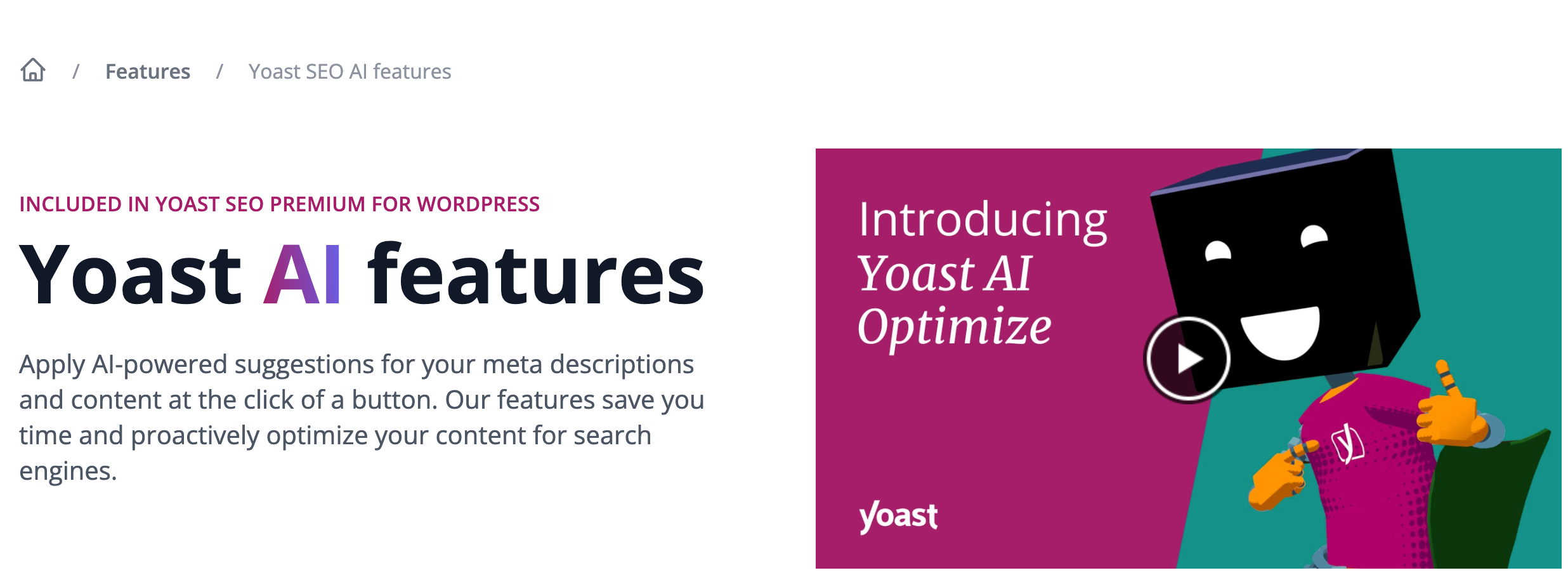 Yoast SEO AI features