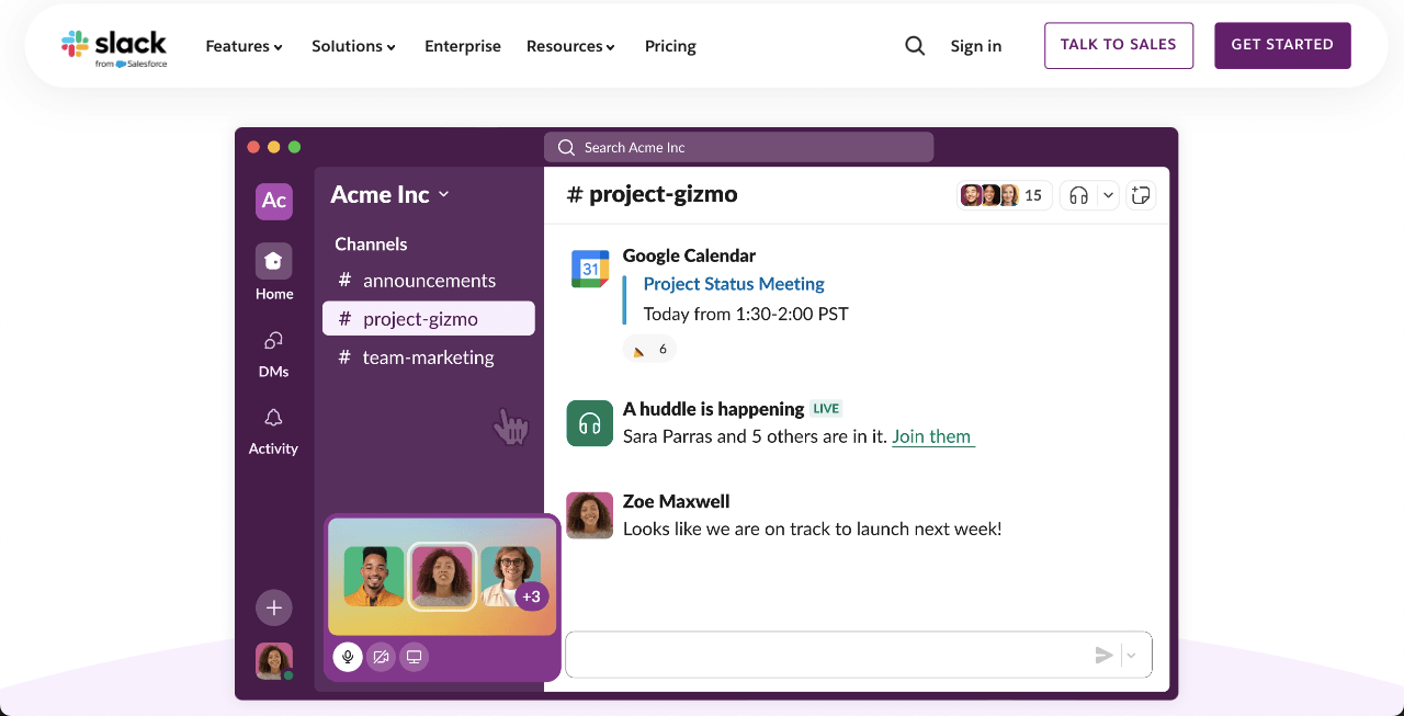 Slack for improving productivity