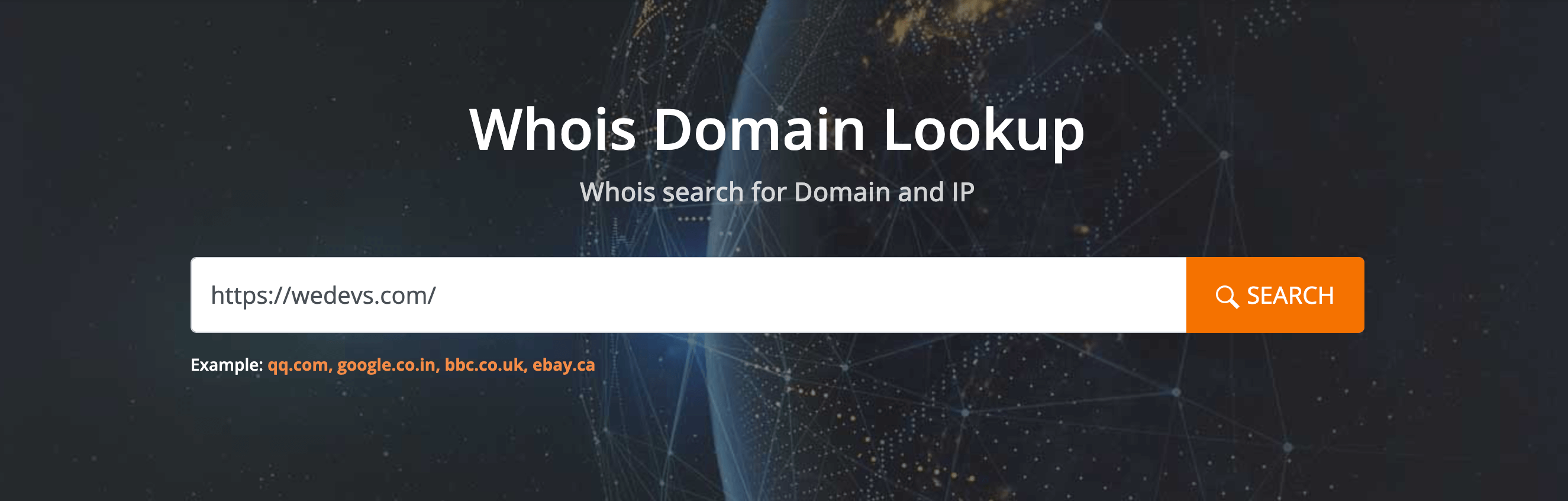 This is a screenshot of the Whois Lookup homepage