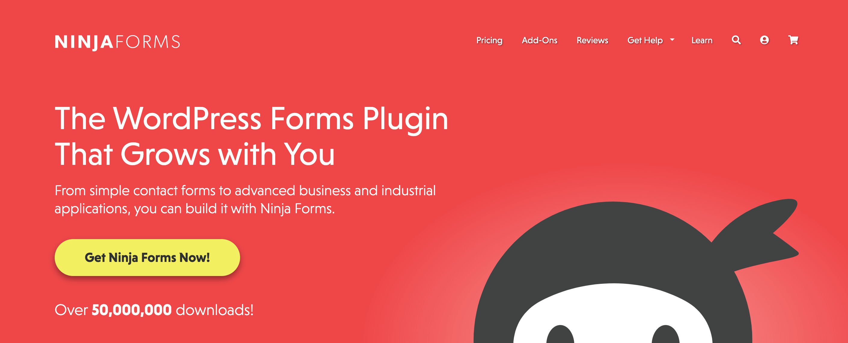 This is a homepage screenshot of the Ninja Forms plugin