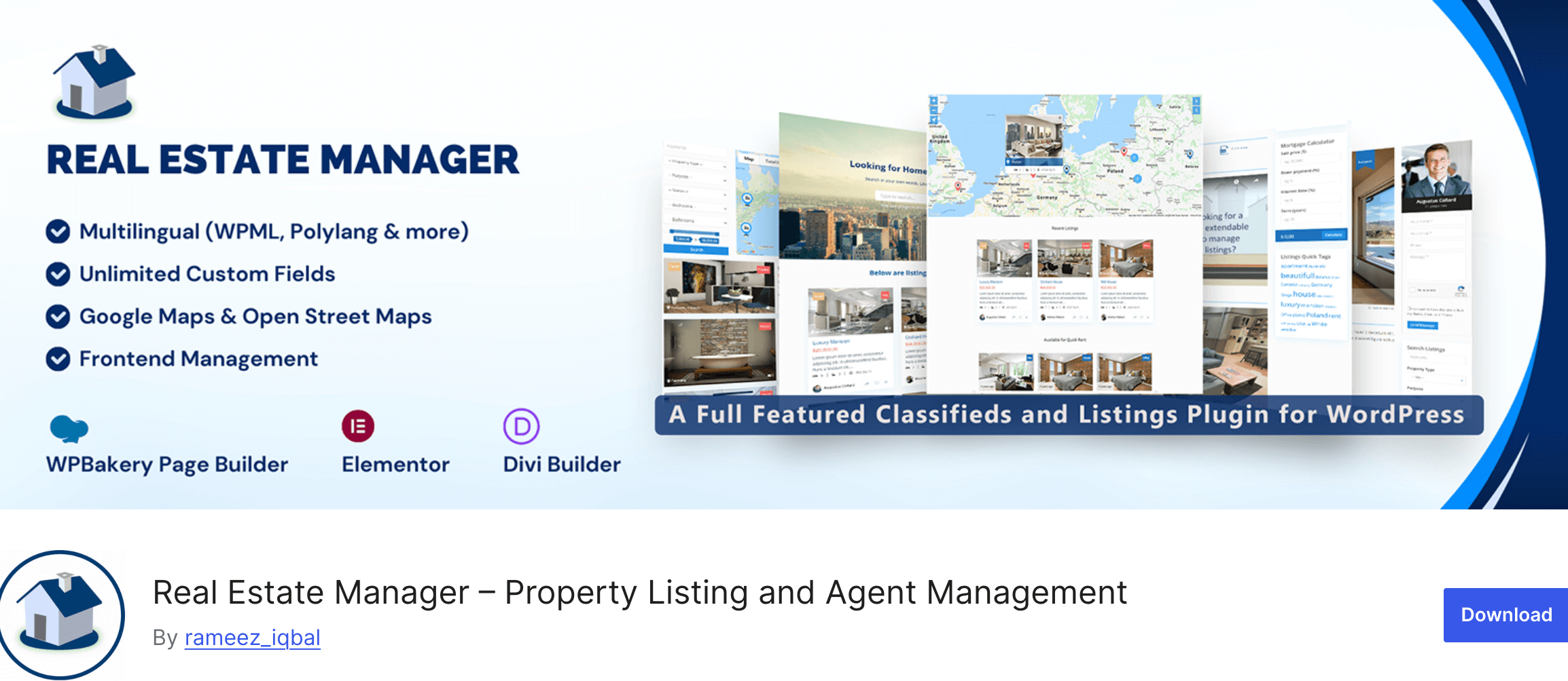 This is a screenshot of the Real Estate Manager plugin