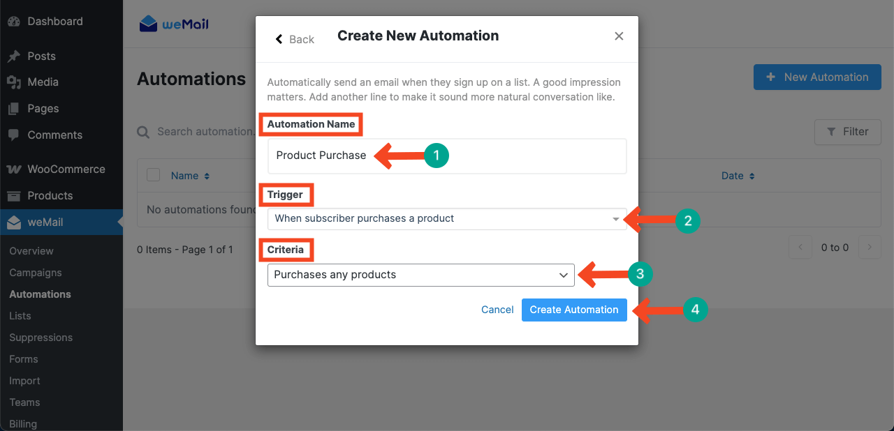 Configure the product purchase automation