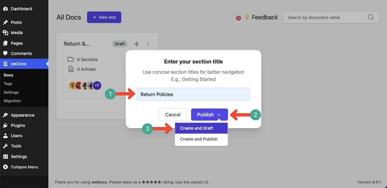 Create a section for the knowledge base category