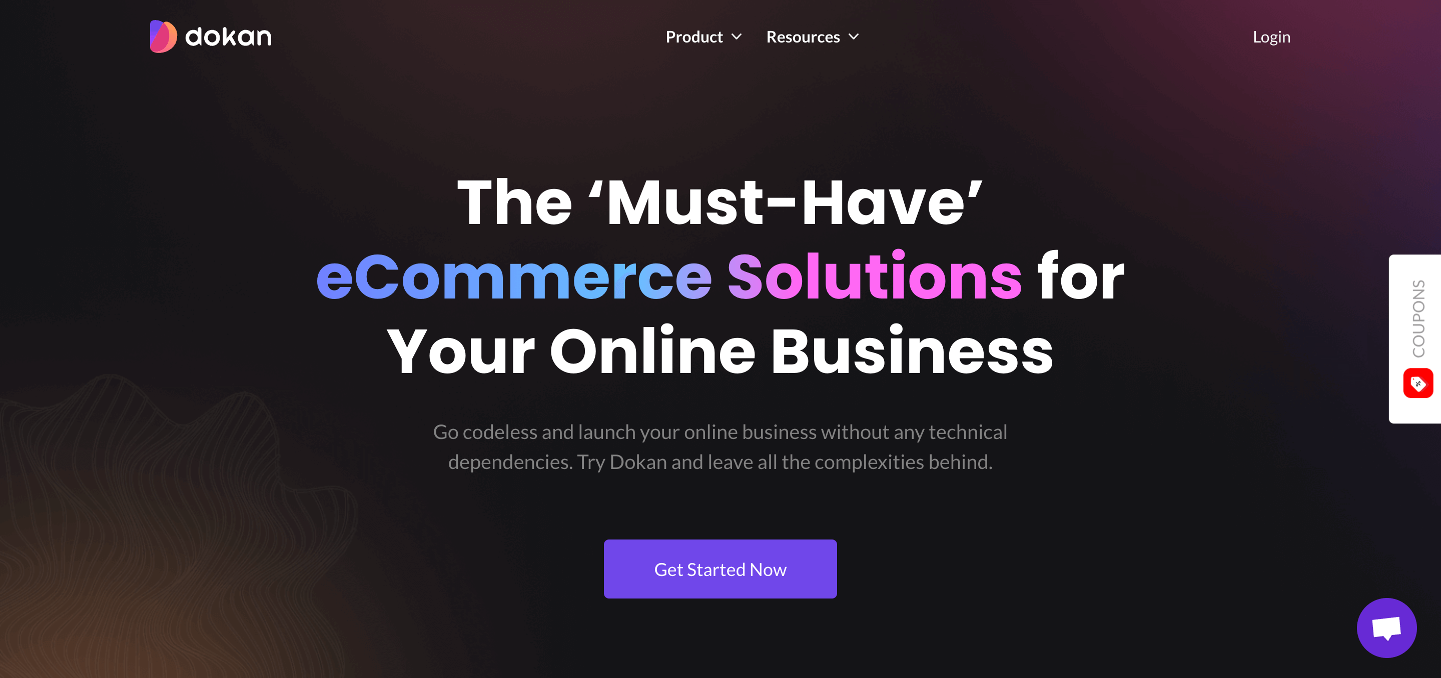 Homepage of the Dokan Cloud website