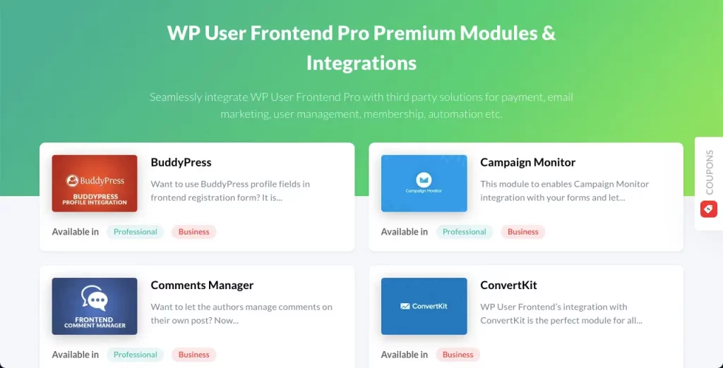 Premium Modules of WP User Frontend Pro