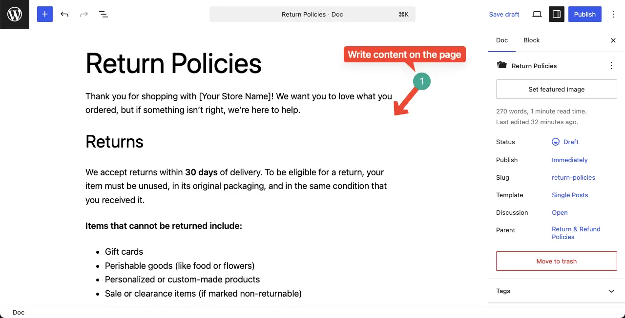 Write content on the knowledge base article