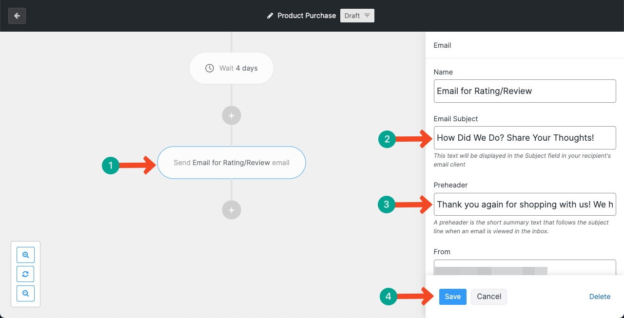 Write message for rating/review